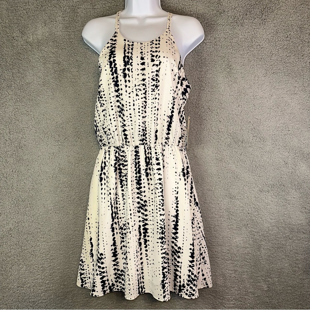 NWT Cooper & Ella White Black Rosie Dotted Stripes Mini Dress - Picture 2 of 13
